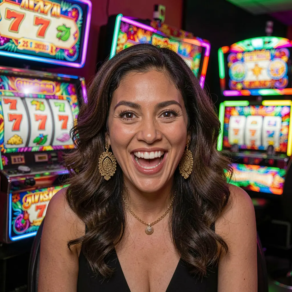 Elegante anfitriona de casino mexicana señalando una brillante interfaz de inicio de sesión dentro de un lujoso entorno de casino digital en MXG77 MXG77 – Experimenta emocionantes ganancias en tragamonedas y vibrante acción de casino en México